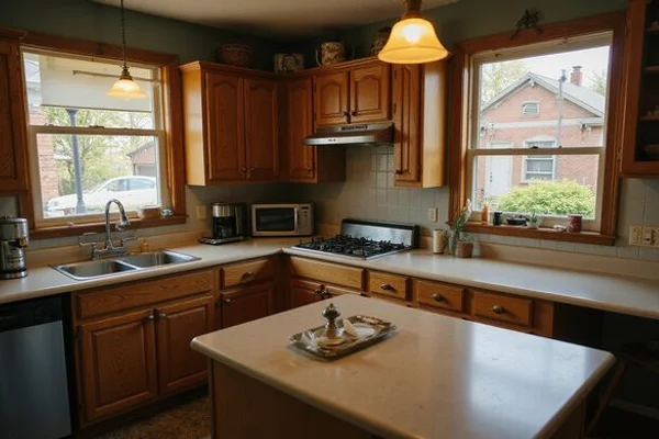 Dated original kitchen in a lived-in Minneapolis home