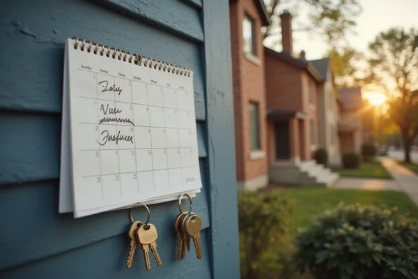 Wall calendar with moving and closing dates circled