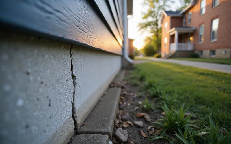 Hairline crack in a poured basement wall