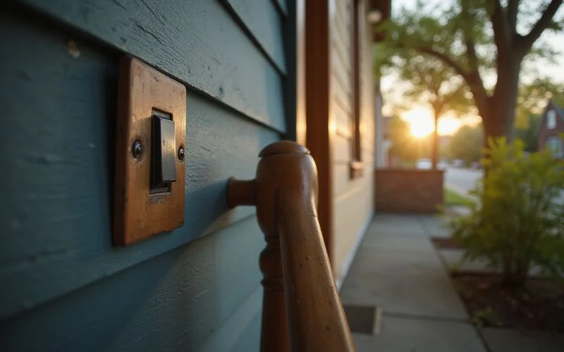 Stair handrail and electrical outlet, typical evaluation items in an older home
