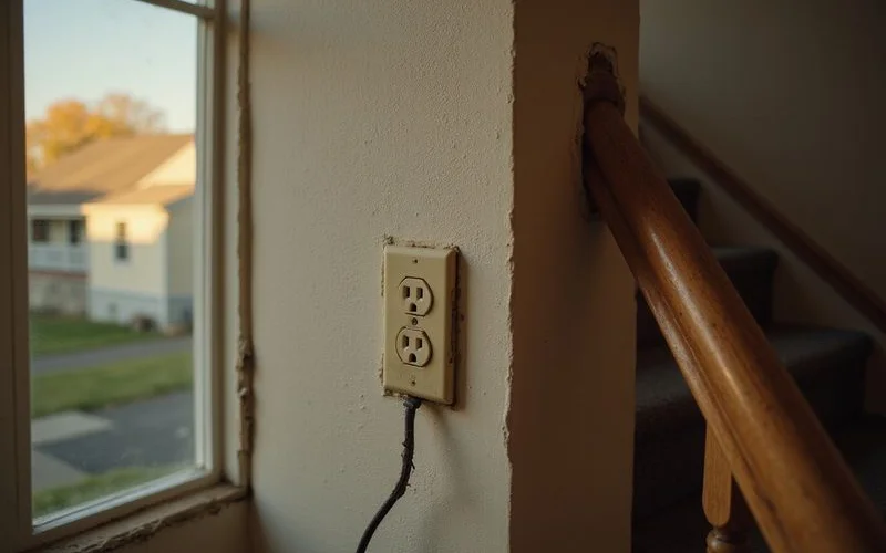 Ungrounded outlet and loose stair handrail in an older home