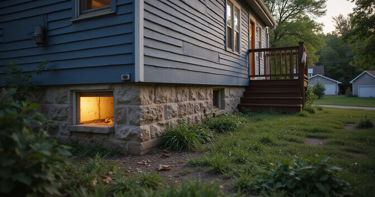 Older Minneapolis basement with a stone foundation wall and sump pit