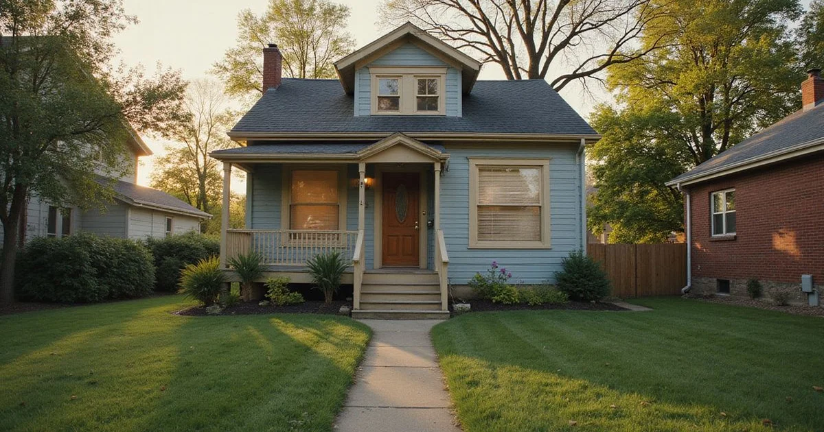 Quiet vacant Minneapolis house with a tidy yard and closed blinds