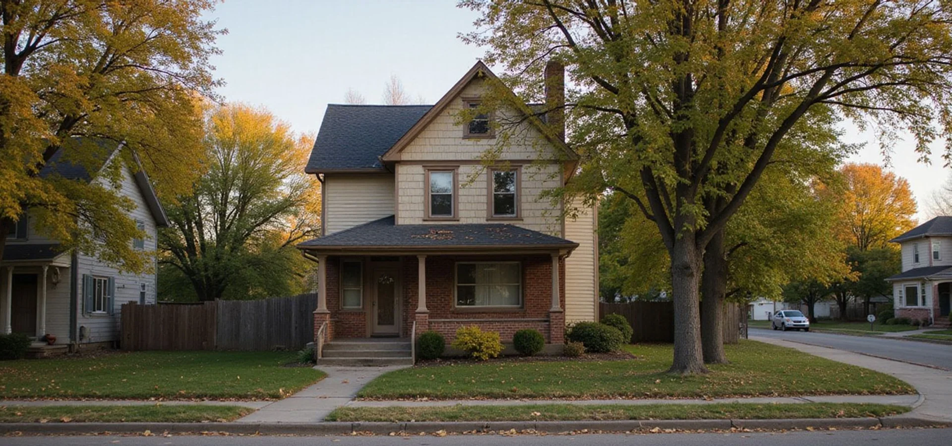 Older Minneapolis two-story home with an aging roof and worn siding